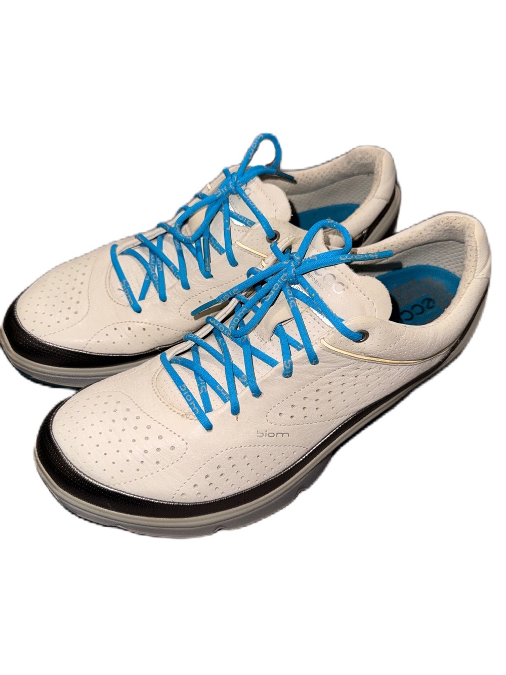 Ecco Biom Natural Motion Shoe 39 8/8.5 US Leather Athletic White Black Gray EUC